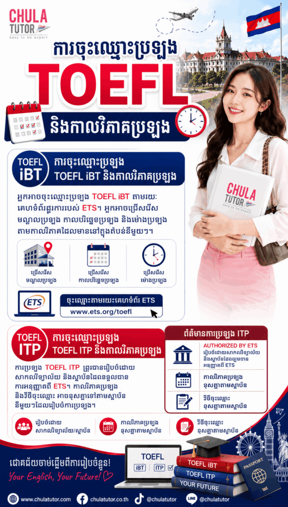 ការចុះឈ្មោះប្រឡង TOEFL និងកាលវិភាគប្រឡង